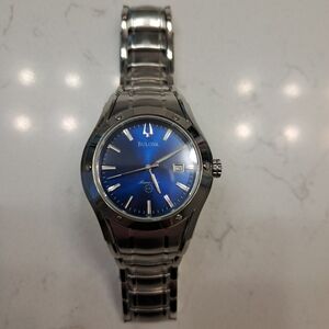 Bulova Silver and Blue Watch